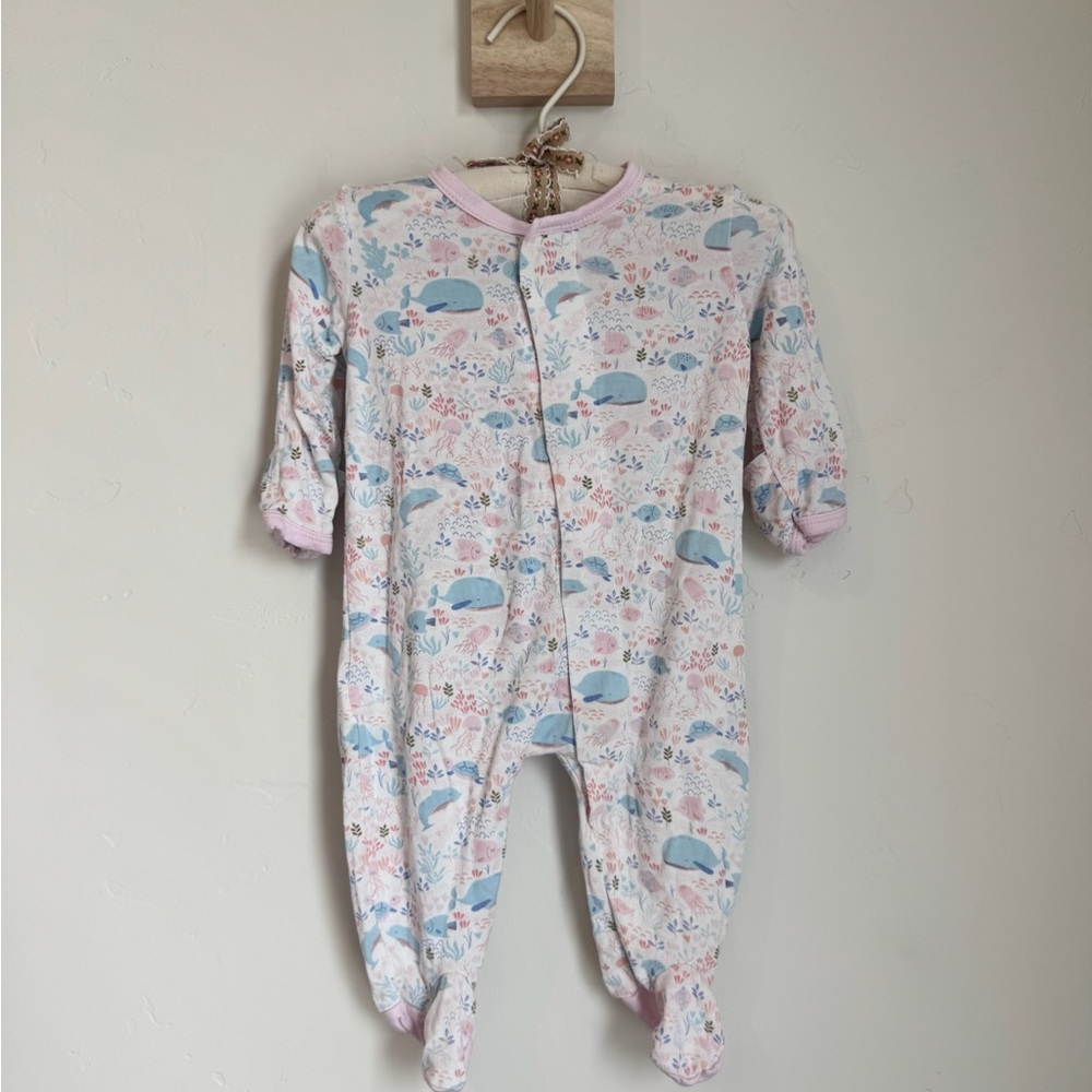 Magnetic Me Pink and Blue Whale Print Footie Pajamas